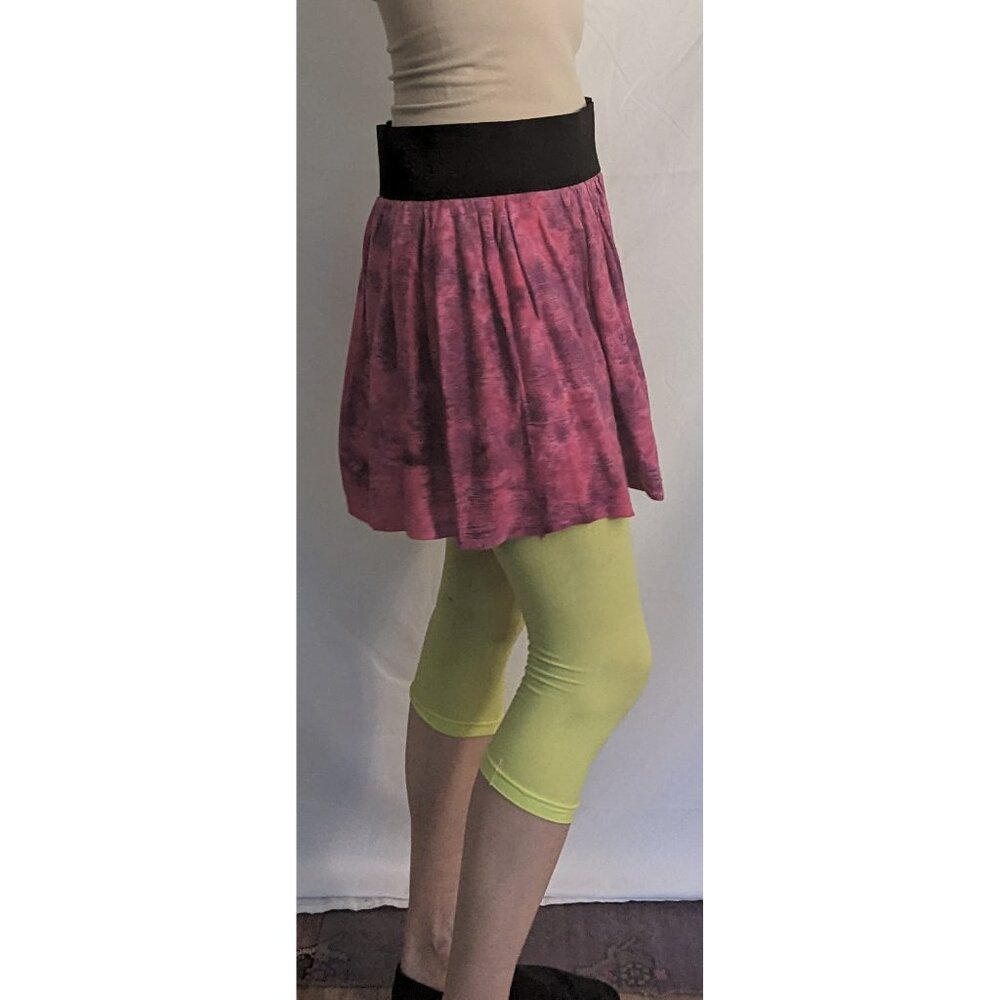 Pink Handmade Short Elastic-waisted M Skirt, Hand-Dyed